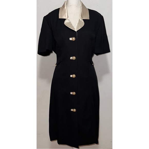Vintage Dresses & Skirts - Vintage Black Button Down Dress